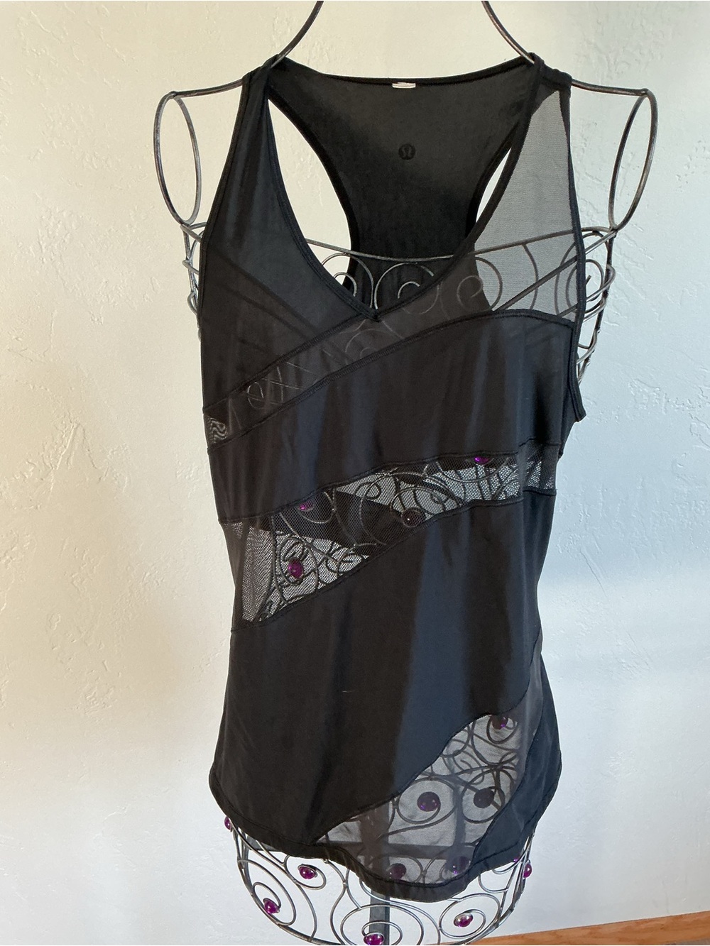 Lululemon Black Mesh Panel V-Neck Activewear Tank